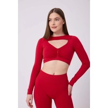 Forever More Kadın Uzun Kollu Göğsü Açık Dikişsiz Crop Top