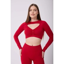Forever More Kadın Uzun Kollu Göğsü Açık Dikişsiz Crop Top