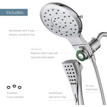 Esmo Home 220C3BG Verso Sekiz Fonksiyonlu 17,78 cm Çap Püskürtme Başlığı Standart, El Duşlu, Fırçalanmış Altın