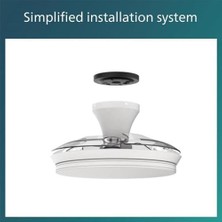 Esmo Home Dc Fan Ceiling Tavan Vantilatörlü Armatür, Açılır/kapanır Kanatlı, Kumandalı, Sarı/beyaz Işık 28W+35W - Beyaz