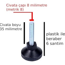 Esmo Home Plastik Başlı Çivata Ayak Mobilya Ünite Kitaplık Dolap Ayarlanabilir Ayak Mobilya Ayağı Sıkma Düğmesi Metrik 8 Çap Civata 8 Milim Boy 6 Santim