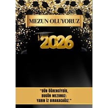 Bkmc Party Mezuniyet Backdrop 2026 Siyah Gold Branda Mezun Oluyoruz Afiş Poster Fotoğraf Çekim Arka Plan Brandası
