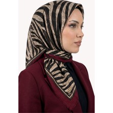 Hadiora Kadın Bordo Zebra Desenli Flamlı Eşarp