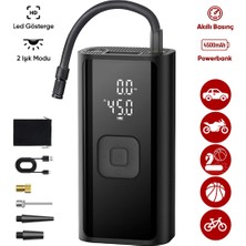 Azurtech 4500 Mah Taşınabilir Şarjlı Araç Lastik Hava Şişirme Pompası LED Ekran El Fenerli Oto Hava Kompresör