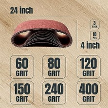 Esmo Home Powertec Zımpara Kayışları 10X61 Cm, Alüminyum Oksit, 6 Farklı Kum, 18'li Paket, Bantlı Zımpara Için