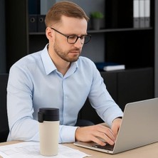 Esmo Home 380 ml Siyah Sızdırmaz Termos Matara – Çift Katmanlı Paslanmaz Çelik, Isı Yalıtımlı Seyahat ve Ofis Kupası (Beyaz)