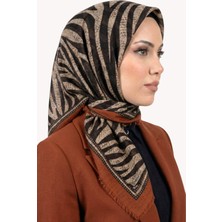 Hadiora Kadın Turuncu  Zebra Desenli Flamlı Eşarp