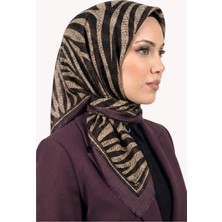 Hadiora Kadın Mor Zebra Desenli Flamlı Eşarp