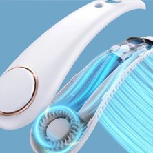 Esmo Home Yeni Nesil Boyun Askılı Giyilebilir Mini Fan 5 Kademeli Dijital Göstergeli Boyun Fanı Soğutucu Vantilatör Beyaz