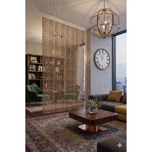 Wooddoom Lazer Kesim Paravan, Ahşap Separatör, Oda 4'lü Panel Levha MODEL28 40 x 40 cm