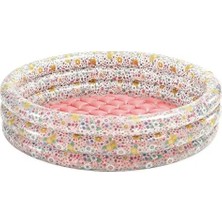 Scntoys Intex Şişme 3 Boğumlu Çiçek Desenli Bebek Havuzu 86X25CM Intex Havuz Altı Şişme Baklava Desenli