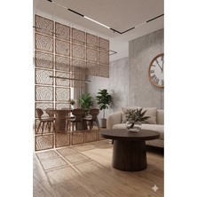 Wooddoom Lazer Kesim Paravan, Ahşap Separatör, Oda 4'lü Panel Levha MODEL27 40 x 40 cm