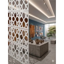 Wooddoom Lazer Kesim Paravan, Ahşap Separatör, Oda 4'lü Panel Levha MODEL22 40 x 40 cm