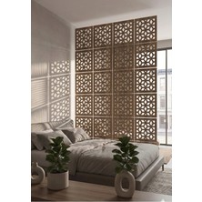 Wooddoom Lazer Kesim Paravan, Ahşap Separatör, Oda 4'lü Panel Levha MODEL04 40 x 40 cm