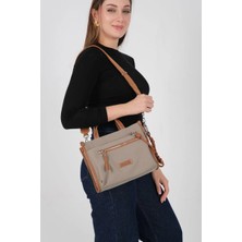 Silver & Polo Silver Polo Yeşil - Taba Saten Kadın El Çantası SP1228