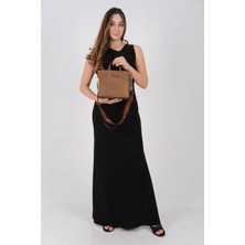 Silver & Polo Silver Polo Tütün - Kahve Saten Kadın El Çantası SP1225