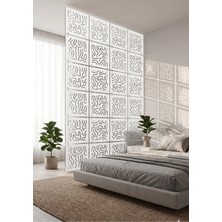 Wooddoom Lazer Kesim Paravan, Ahşap Separatör, Oda 4'lü Panel Levha MODEL01 40 x 40 cm