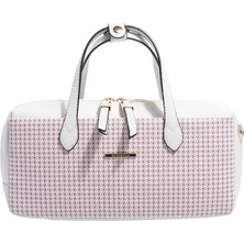 Silver & Polo Silver Polo Bordo - Kemik Kaz Ayağı Ekose Kadın El Çantası SP1276