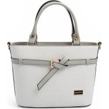 Silver & Polo Silver Polo Beyaz - A.Gri Logolu Kadın El Çantası SP1283