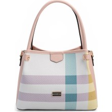 Silver & Polo Silver Polo Lila - Pembe Ekose Kadın El Çantası SP1254