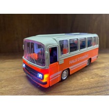 Scntoys 1/27 Ölçek Nostalji Halk Otobüsü Sesli ve Işıklı Çekbırak Oyuncak Halk Otobüsü Turuncu