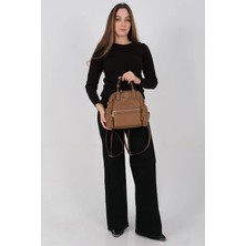 Silver & Polo Silver Polo Tütün - Kahve Saten Kadın Sırt Çantası SP1211