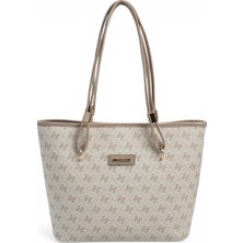 Silver & Polo Silver Polo SP1282 Kadın Omuz Çantası Monogram Bej-Kum