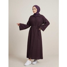 Miostil Ön Roba Detay Takma Manşet Elbise-Bordo