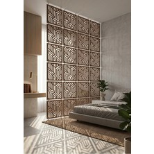 Wooddoom Lazer Kesim Paravan, Ahşap Separatör, Oda 4'lü Panel Levha MODEL05 40 x 40 cm