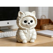 Mays 3D Studio 3D Baskı Sevimli Kapüşonlu Kedi Figürü – Dekoratif Mini Biblo