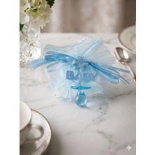 Baby Yazılı Tül Keseli Bebek Hediyelik 6'lı Set (Mavi)