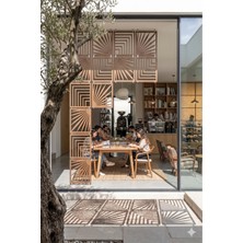 Wooddoom Lazer Kesim Paravan, Ahşap Separatör, Oda 4'lü Panel Levha MODEL02 40 x 40 cm