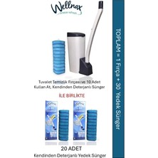 Wellnax Breeze Refresh Wellnax, Süngerli Tuvalet Temizlik Seti (1 Adet) + Kendinden Deterjanlı 10'lu Yedek Sünger (2 Adet)