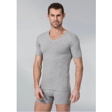 Namaldı Erkek Gri V Yaka Yarım Kollu Atlet 6'lı Yeni Sezon