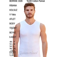 Berrak Erkek Ribana Cotton Kolsuz V Yaka Atlet Body 6 Adet 1028
