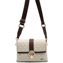Silver & Polo Silver Polo SP1275 Kadın Çapraz Çanta Monogram Taş-Kahve