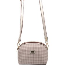 Silver & Polo Silver Polo Bordo - Kemik Kaz Ayağı Ekose Kadın Çapraz Çanta SP765