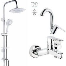 Tema Flora Banyo-Lavabo Bataryası ve Raın Bianco Duş Sistemi
