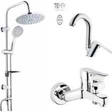Tema Flora Banyo-Lavabo Bataryası ve Raın Tondo Duş Sistemi