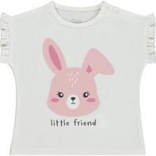 Civil Baby Little Friend Baskılı Fırfır Detaylı 6-18 Ay Tişört  - Ekru