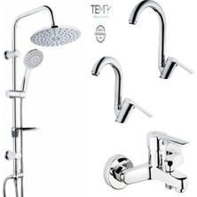 Tema Flora Banyo-Lavabo-Mutfak Bataryası ve Raın Tondo Duş Sistemi