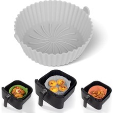 Esmo Home Buffer® Renkli Isıya Dayanıklı Yıkanılabilir Silikon Fırın ve Airfryer Yuvarlak Model Pişirme Matı 20 cm (Gri)