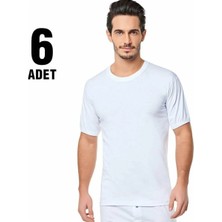 Herrenk Seher Kolu Bantlı Sıfır Yaka Erkek Atlet 6'lı Beyaz
