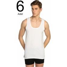 Erkekler İçin Seher Yıldızı Beyaz Penye Atlet 6'lı Paket Nefes Alabilir ve Rahat Kesim