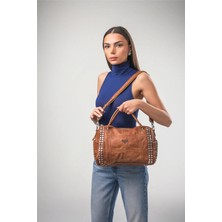 Ççs Kadın Çapraz Askılı El Çantası Günlük Şık Kullanım Hafif Modern Tasarım Camel 18068