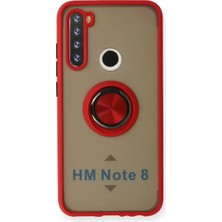 Newface Xiaomi Redmi Note 8 Kılıf Montreal Yüzüklü Silikon Kapak - Kırmızı