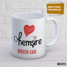 Birsence Kişiye Özel Meslek Temalı Kupa | Isimli & Fotoğraflı Premium Hediye Bardak Hemişire