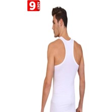 Berrak Erkek 9'lu Paket %100 Pamuk  Ribana Spor Atlet Beyaz %100 Pamuk