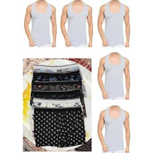 Marjinal Tekstil 10 Parça Atlet ve Boxer Takımı Ekonomik Paket 5 Boxer 5 Atlet Pamuklu