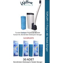 Wellnax Breeze Refresh Wellnax, Süngerli Tuvalet Temizlik Seti (1 Adet) + Kendinden Deterjanlı 10'lu Yedek Sünger (3 Adet)